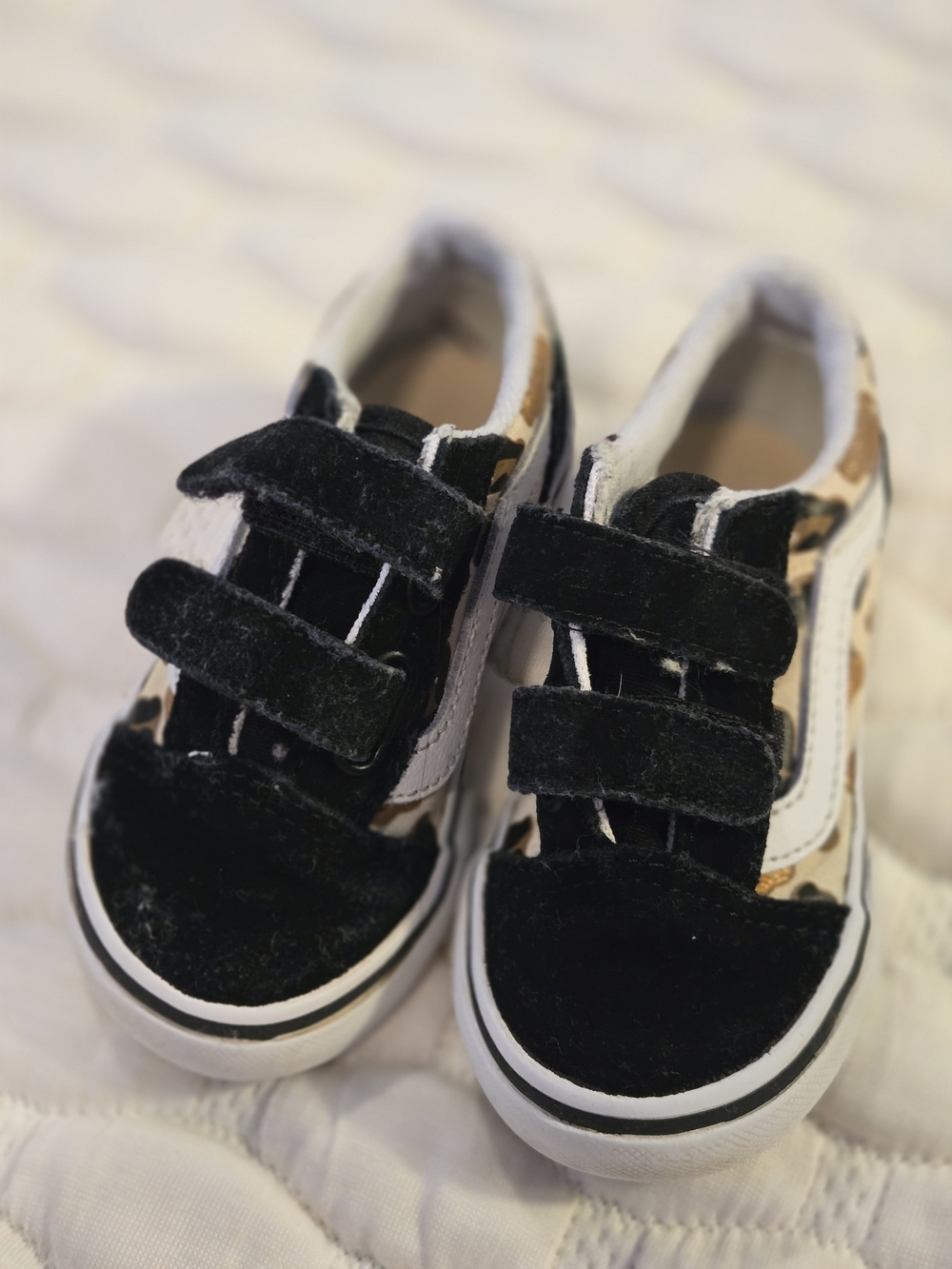VANS Off The Wall Toddler Girls Casual Sneakers Black Brown Animal Print Size 6